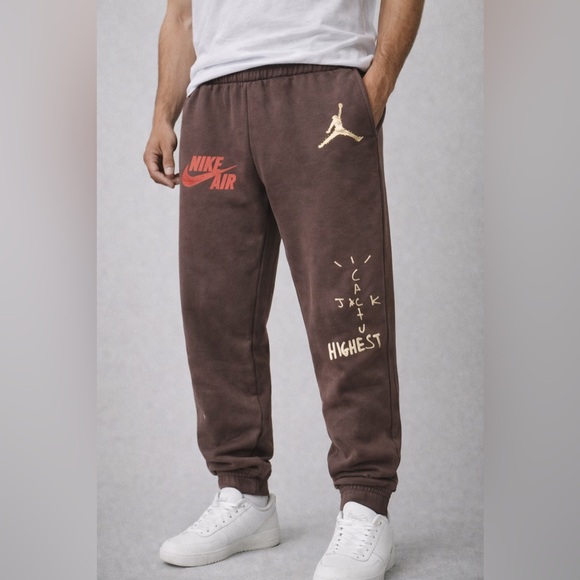 Cactus Jack by Travis Scott Other - Cactus Jack by Travis Scott Brown Sweatpants with Red and Gold Details